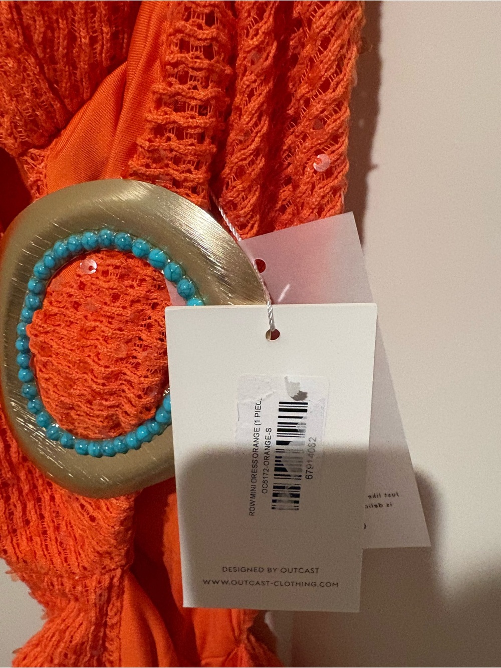 Outcast ROW MINI DRESS ORANGE Small NWT - Picture 5 of 6